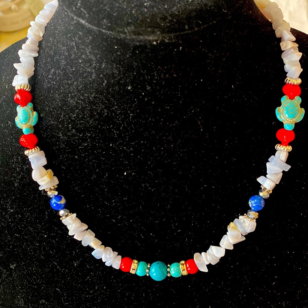 NWOT.  Local Artisans, colorful and mixed semi precious stones necklace.